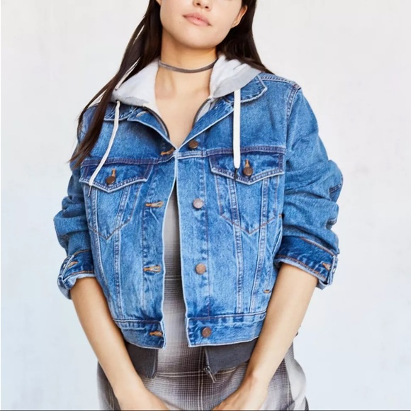 BDG Jackets & Blazers - BDG 2-In-1 Hoodie Boyfriend Denim Trucker Jacket